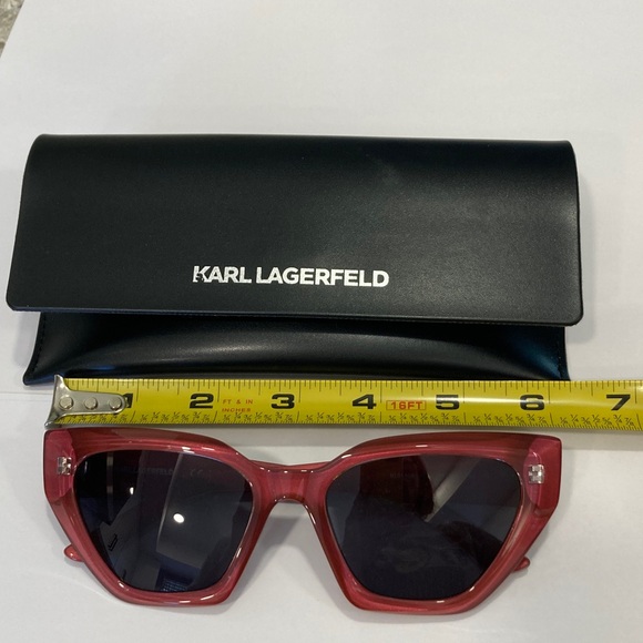 ❤️ Karl Lagerfeld NWOT Red Sunglasses Gray Lens With Case NEW - Picture 8 of 8